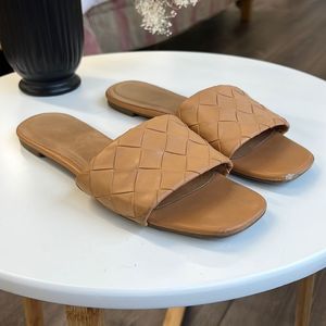 Tan/Camel Faux Leather Sandals